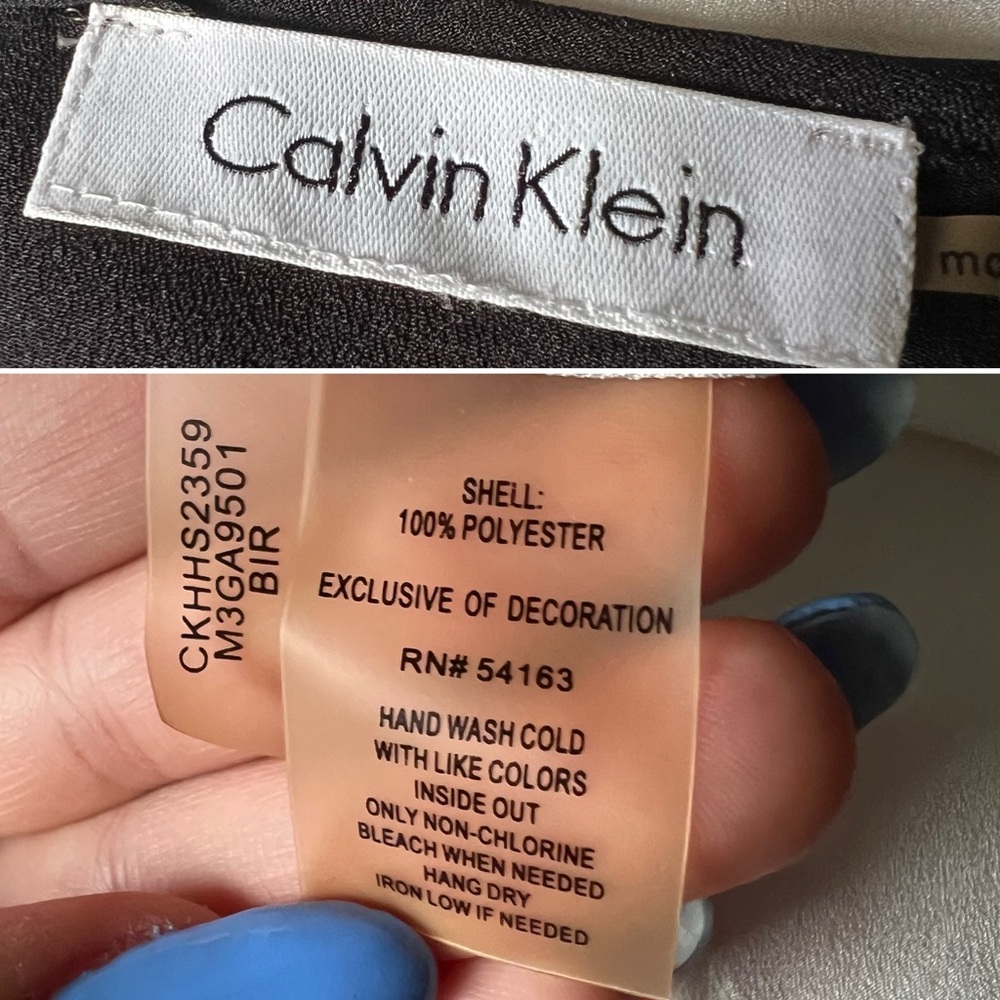 CALVIN KLEIN Black & White Colorblock Business Casual 3/4 Long Adjustable Sleeve - Picture 9 of 16